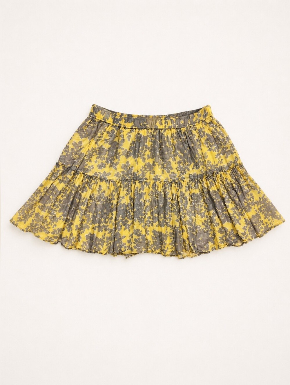 Y2K Old Navy Floral Skirt Small Yellow Gray Flowy Boho A-Line Summer - Picture 2 of 8